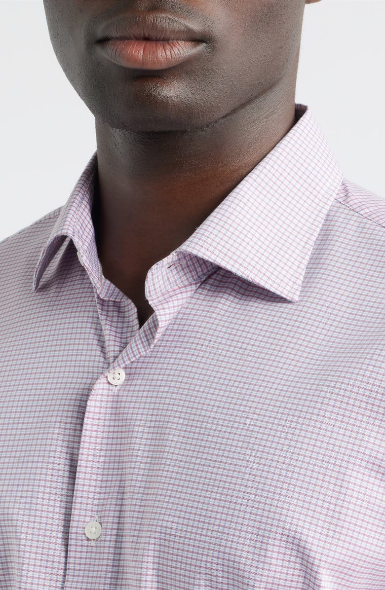 Peter Millar Conway Microcheck Crown Lite Performance Twill Button-Up Shirt, Alternate, color, Chili Red