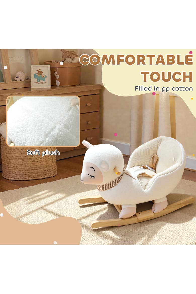 Baby Rocking Horse Sheep Rocking Horse for Toddlers Plush Stuffed Ride on Animal Rocker with Lullaby Song, Alternate, color, White