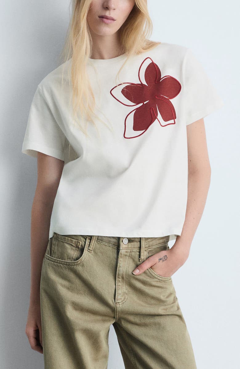 MANGO Graphic T-Shirt, Main, color, Burgundy