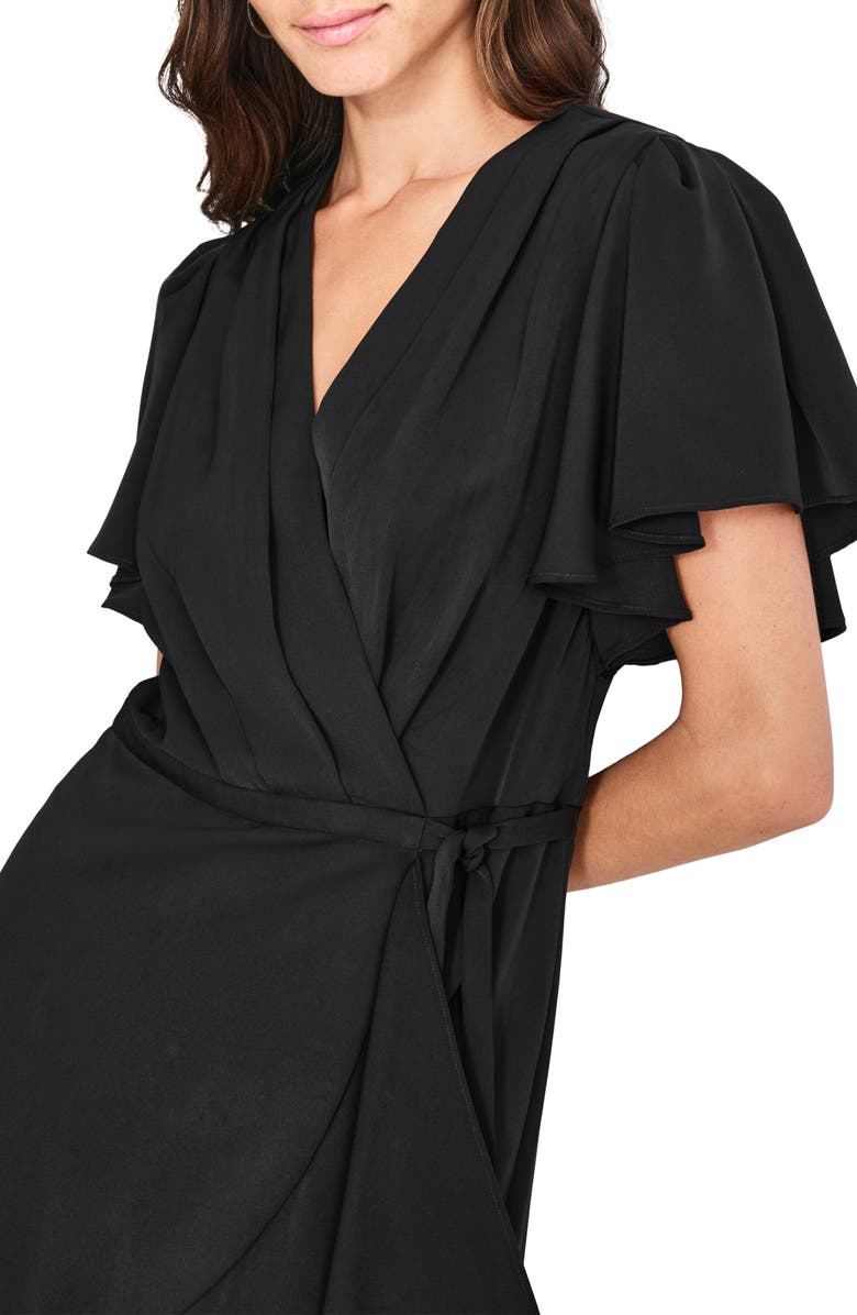 DKNY Flutter Sleeve Wrap Front Midi Dress, Alternate, color, 