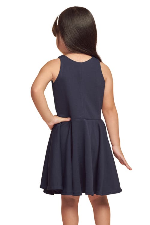 Un Deux Trois Textured Stretch Racerback Dress In Blue