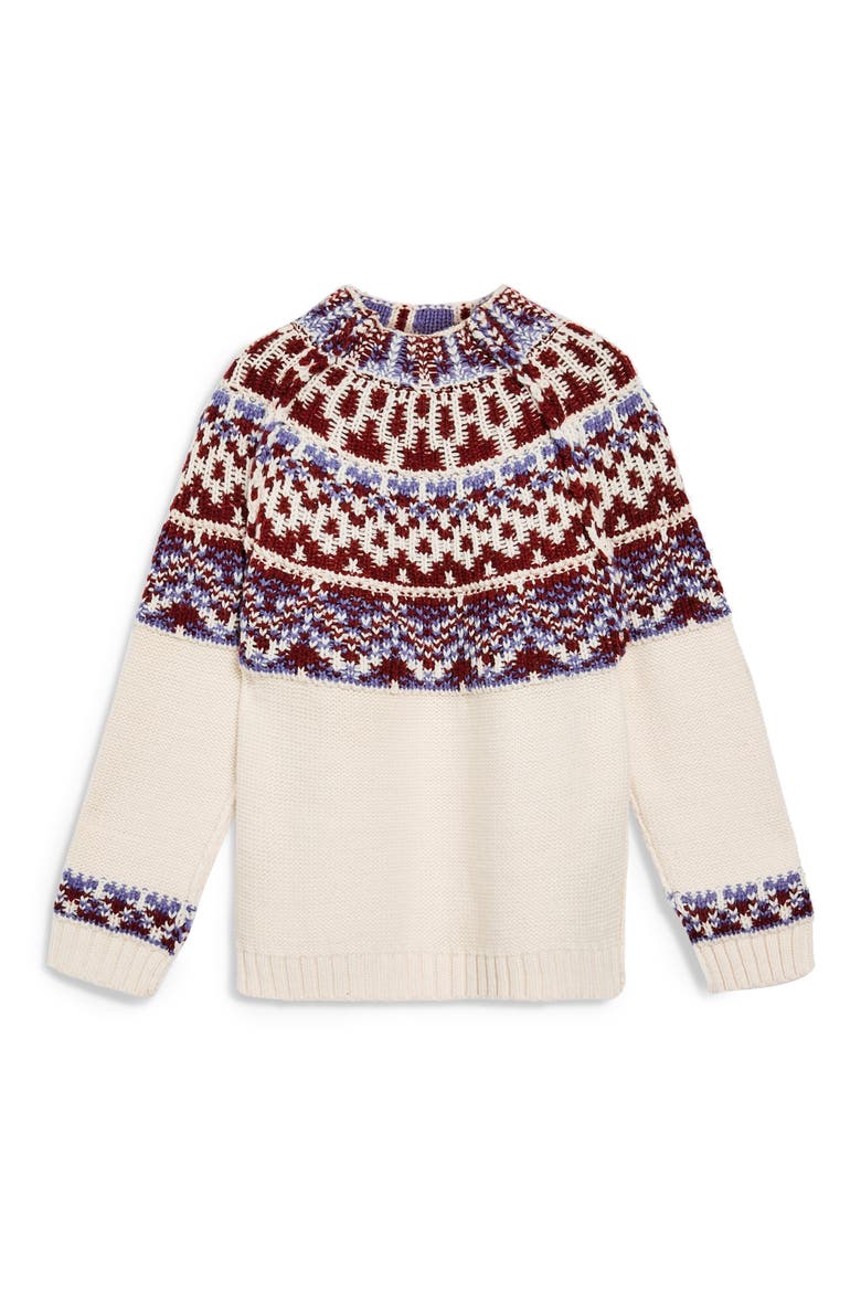Reverse Fair Isle Sweater, Alternate, color, OATMEAL MULTI