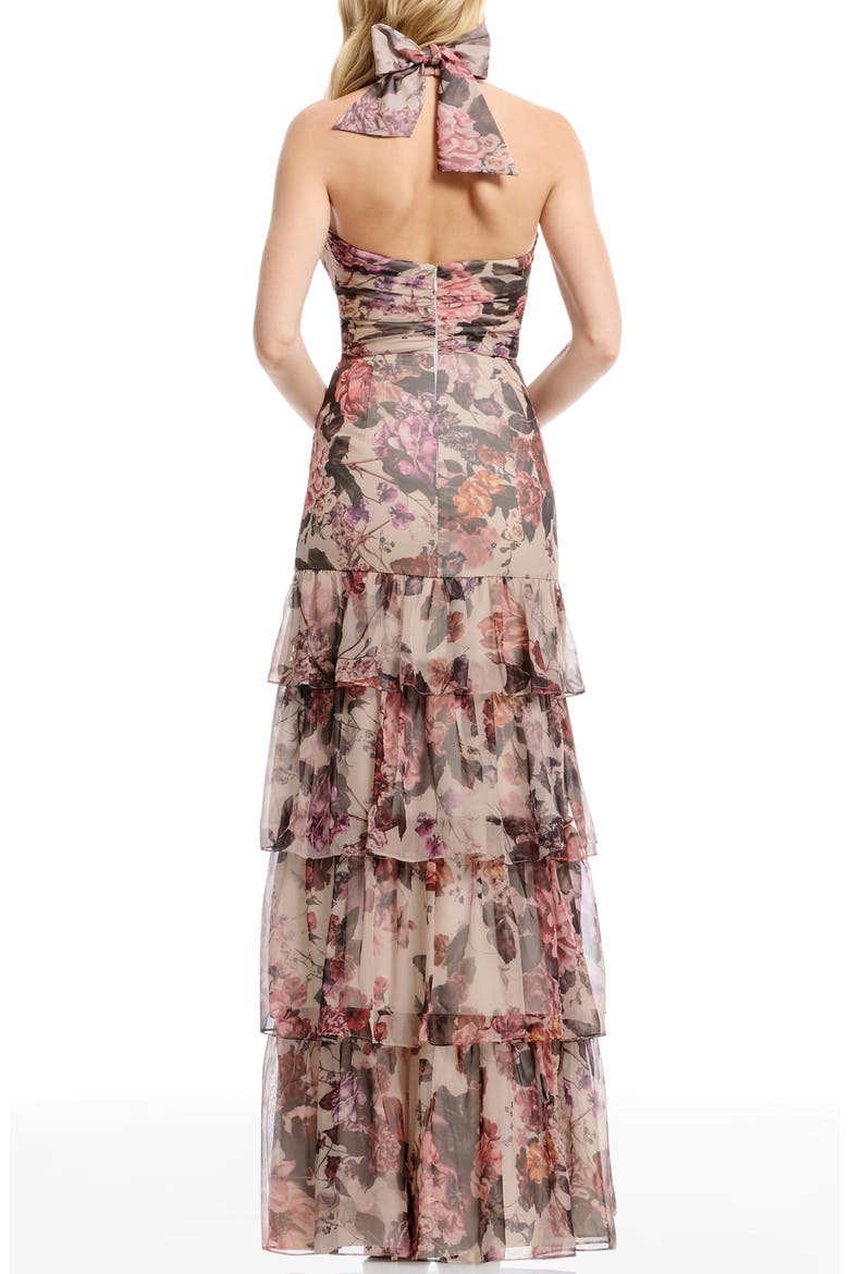 Maya Cutout Halter Evening Gown, Alternate, color, CHAMPAGNE MULTI