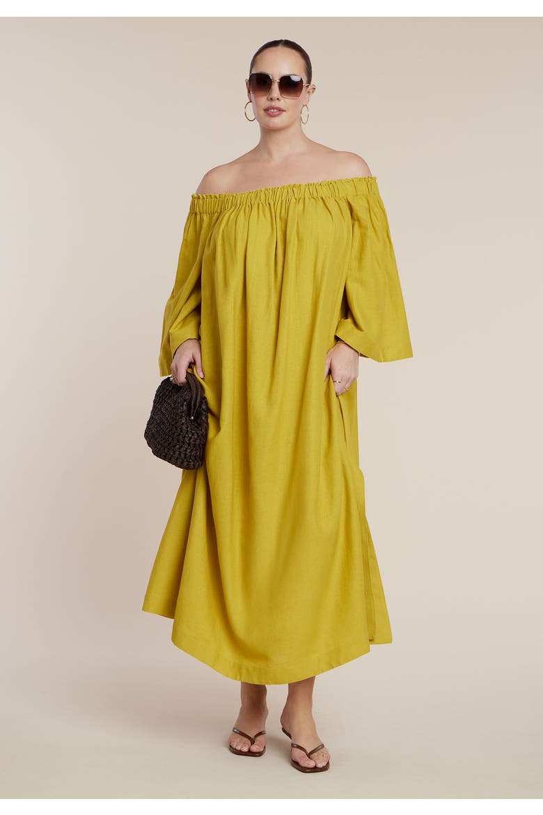 Off The Shoulder Easy Maxi Dress, Alternate, color, CHARTREUSE