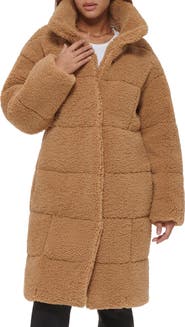 Levi's Quilted Fleece Long Teddy Coat