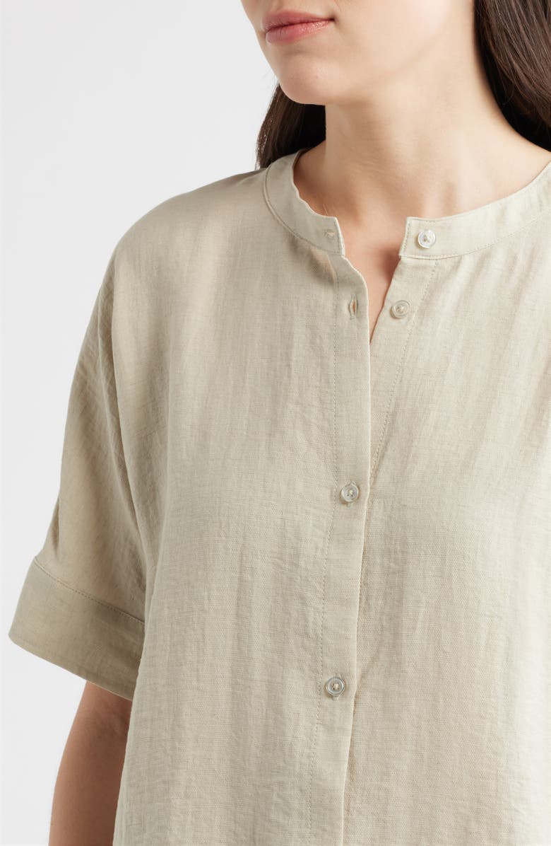 CITY BLUES Boxy Short Sleeve Button-Up Shirt, Alternate, color, Oyster