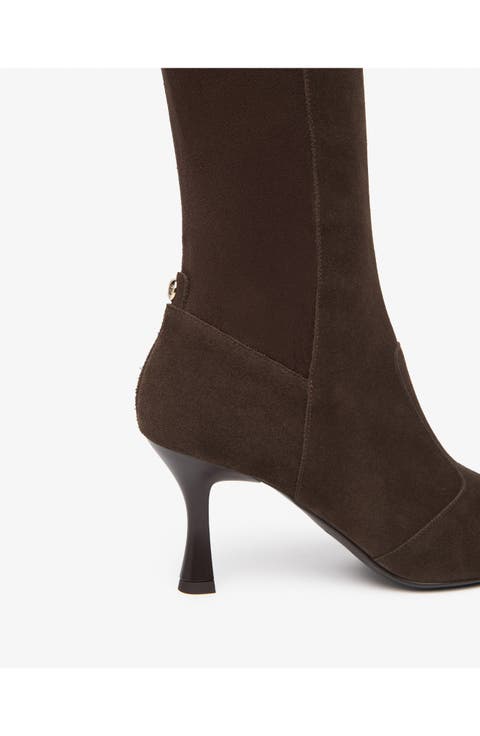 Square Toe Stretch Knee High Boot