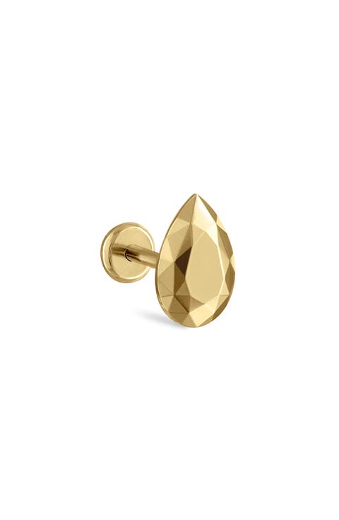 Faceted Pear Single Threaded Stud Earring