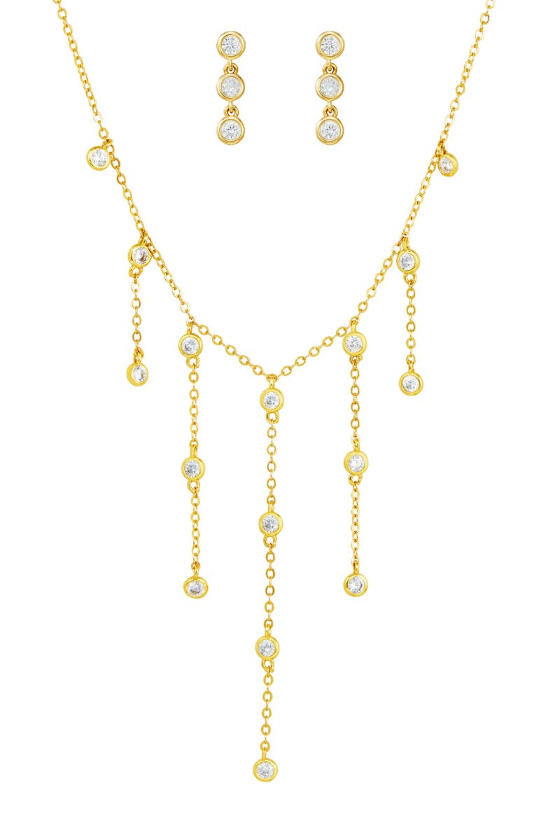 Cubic Zirconia Necklace and Drop Earrings Set, Alternate, color, YELLOW