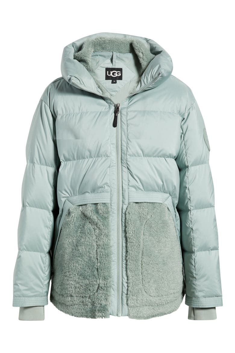 MetroPeak Ripstop & Fleece 700 Fill Power Down Puffer Jacket, Alternate, color, GREY MIST