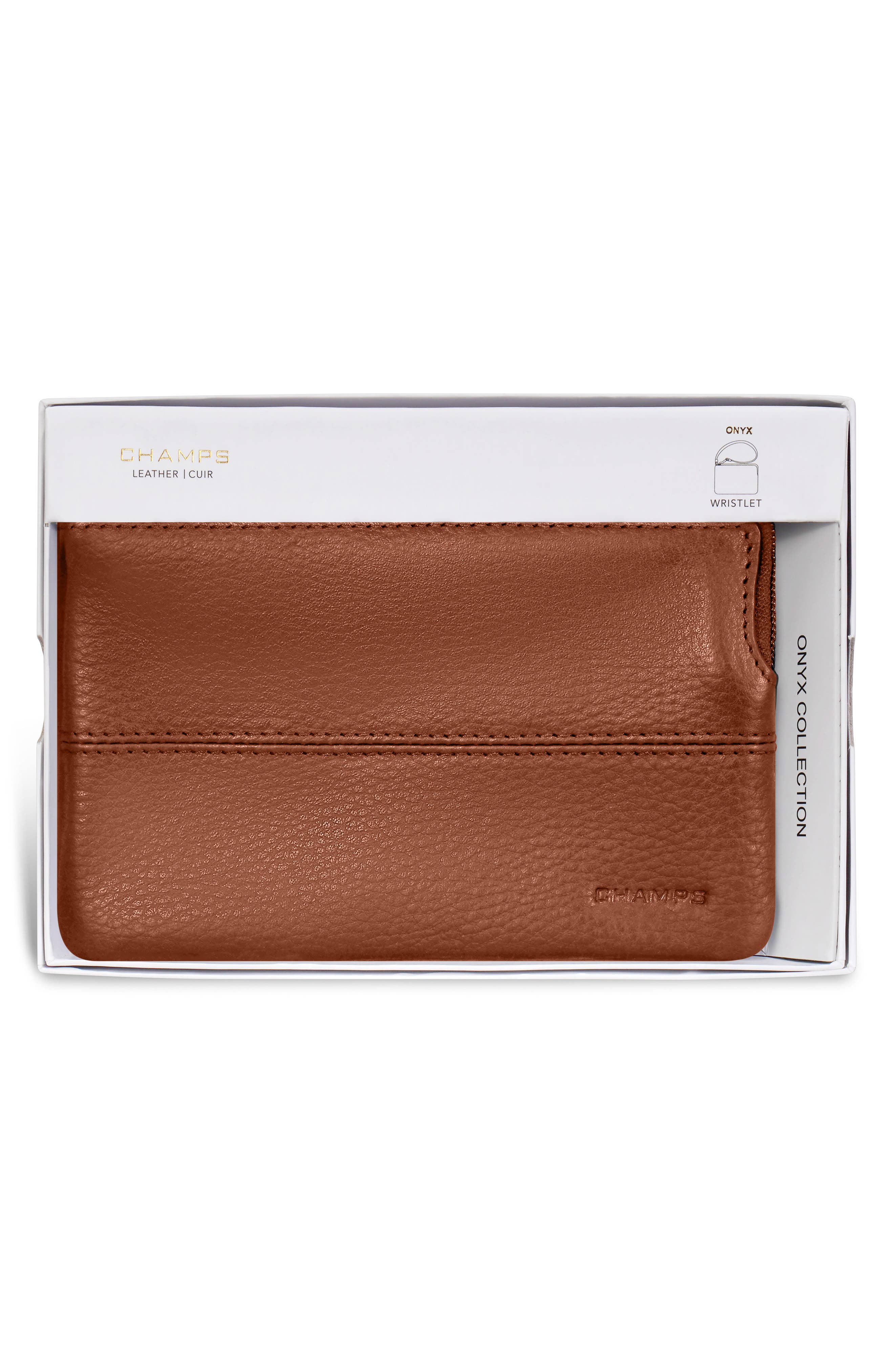 Leather Travel Sling Wristlet, Alternate, color, BROWN