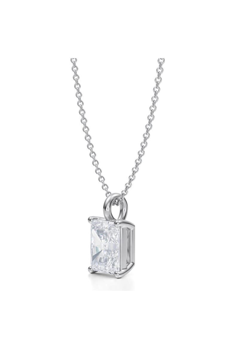 Radiant Solitaire Lab Diamond Pendant Necklace 14K 2.0ct, Alternate, color, White Gold