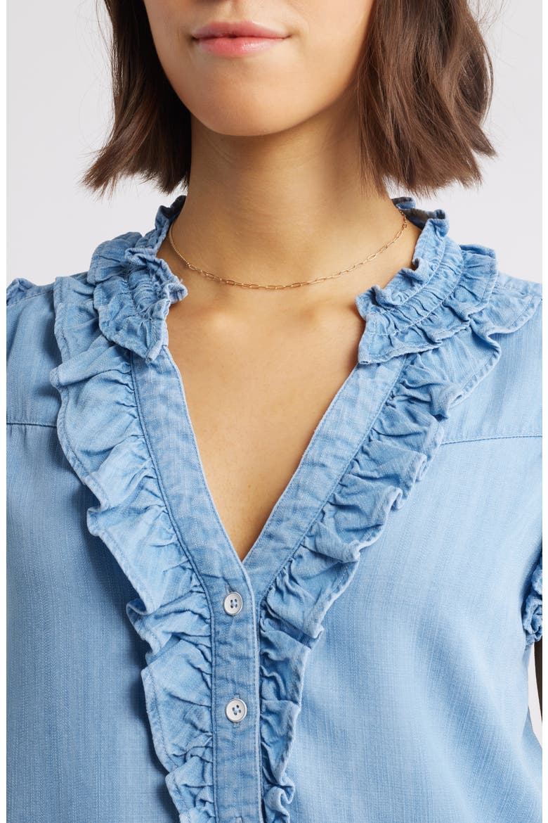 Ruffle Accent Sleeveless Top, Alternate, color, LIGHT BLUE