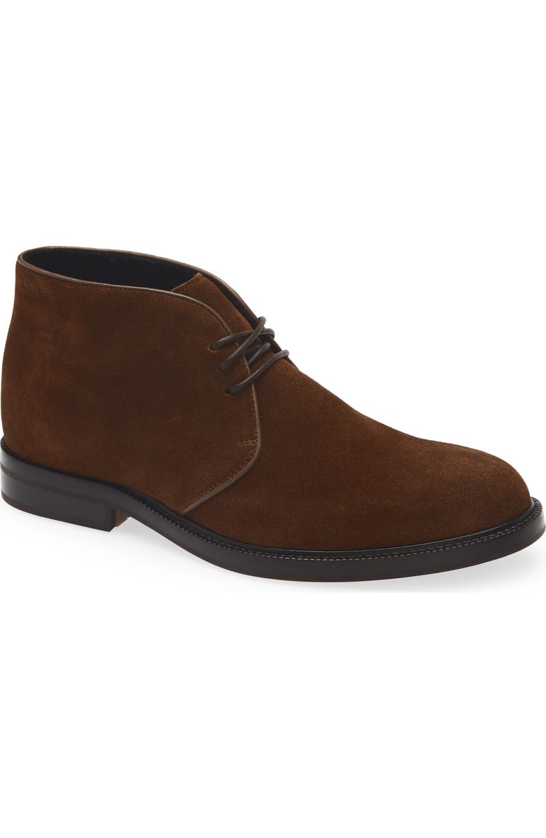 BOSS Dresletic Suede Chukka Boot, Main, color, Dark Brown
