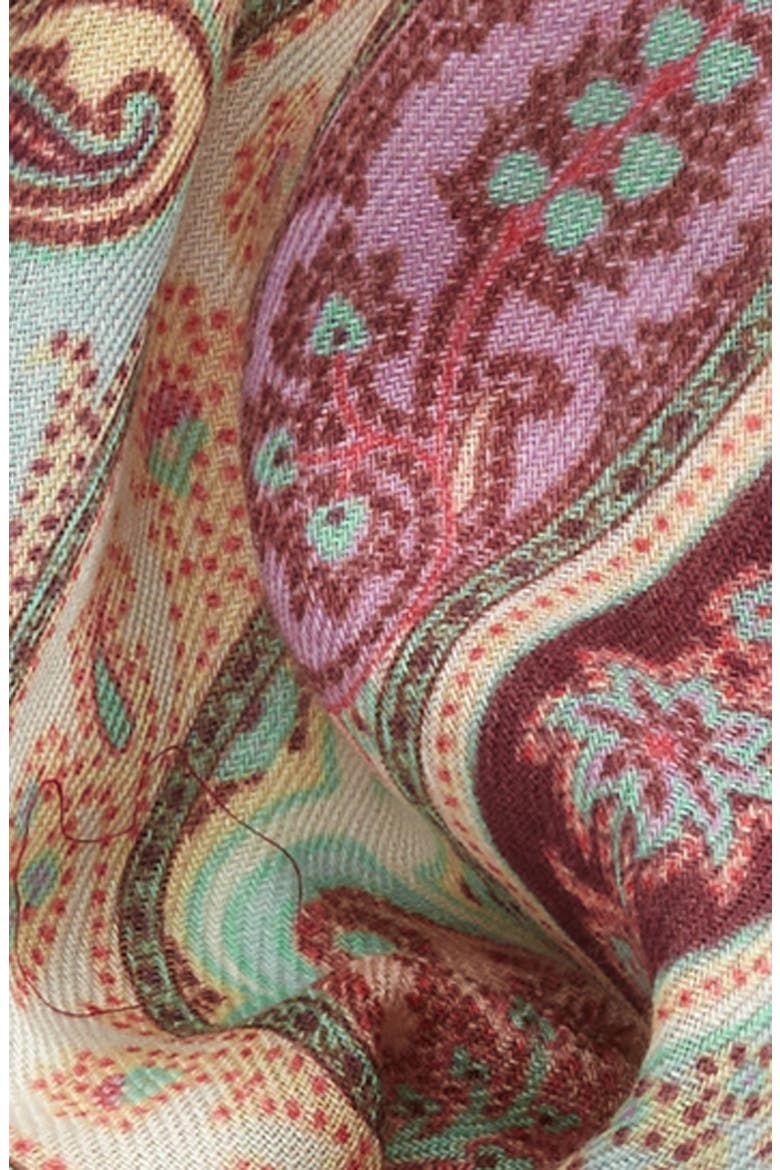 Paisley Wool & Silk Blend Scarf, Alternate, color, GREEN