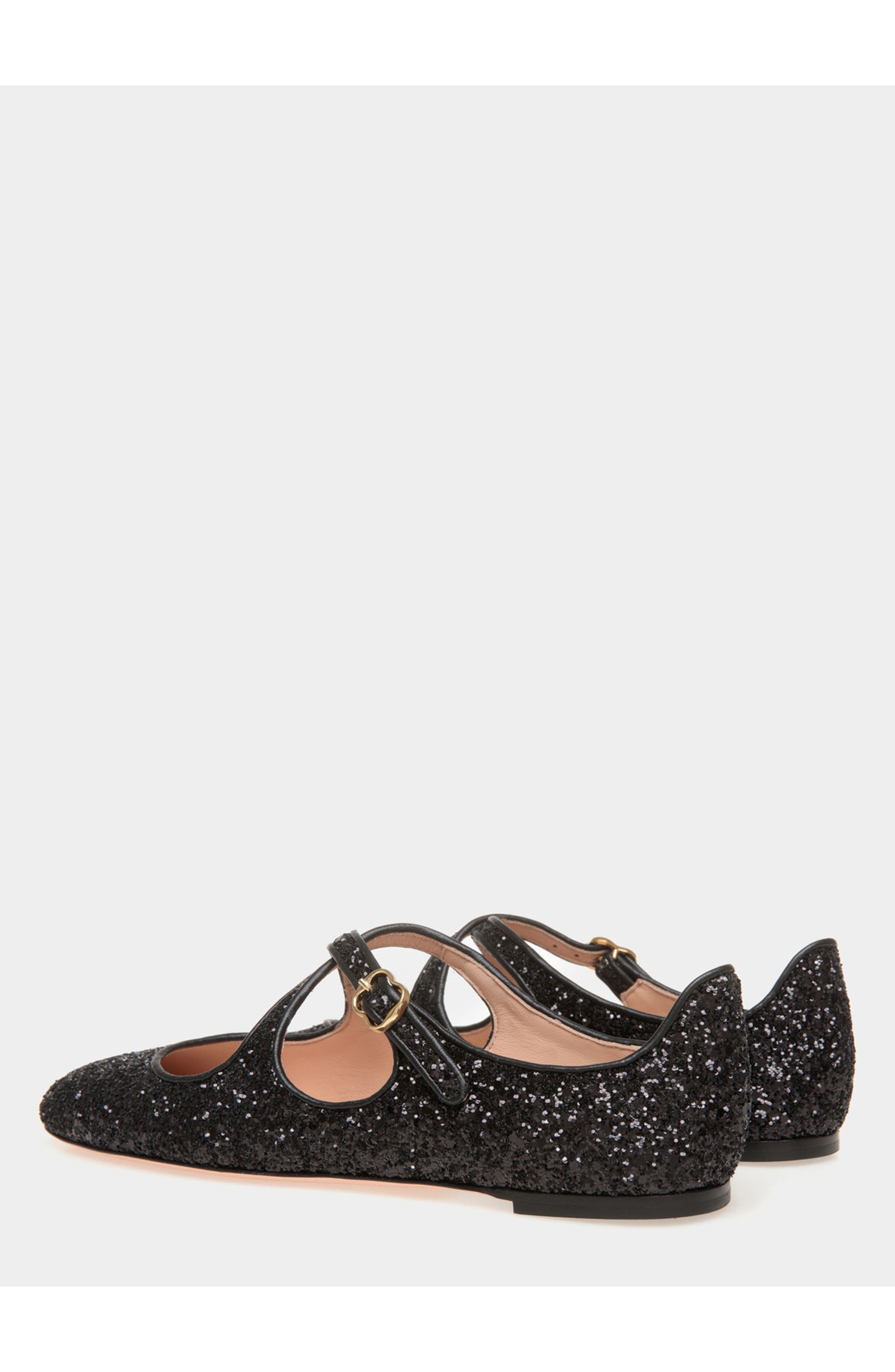 Bally rina Flat In Glitter with Leather Lining, Alternate, color, 