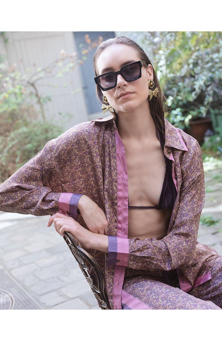 Monzlapur Paisley Motif Long Sleeve Shirt, Alternate, color, Lilac