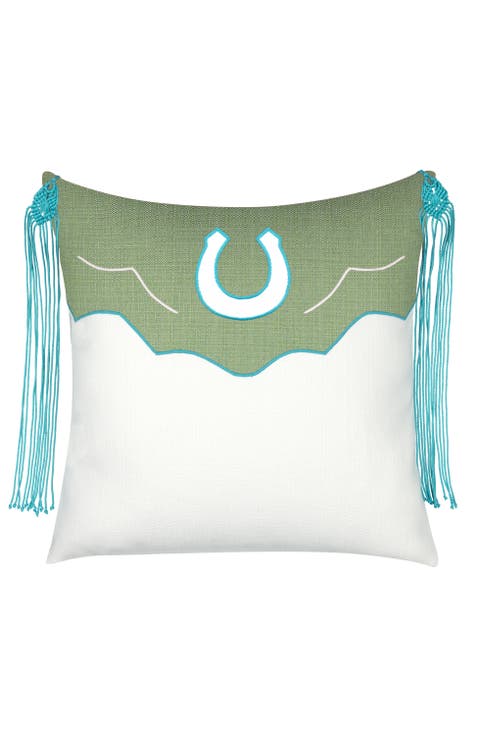 Lucky Handmade macrame tassels & Applique Indoor & Outdoor Woven Accent Pillow