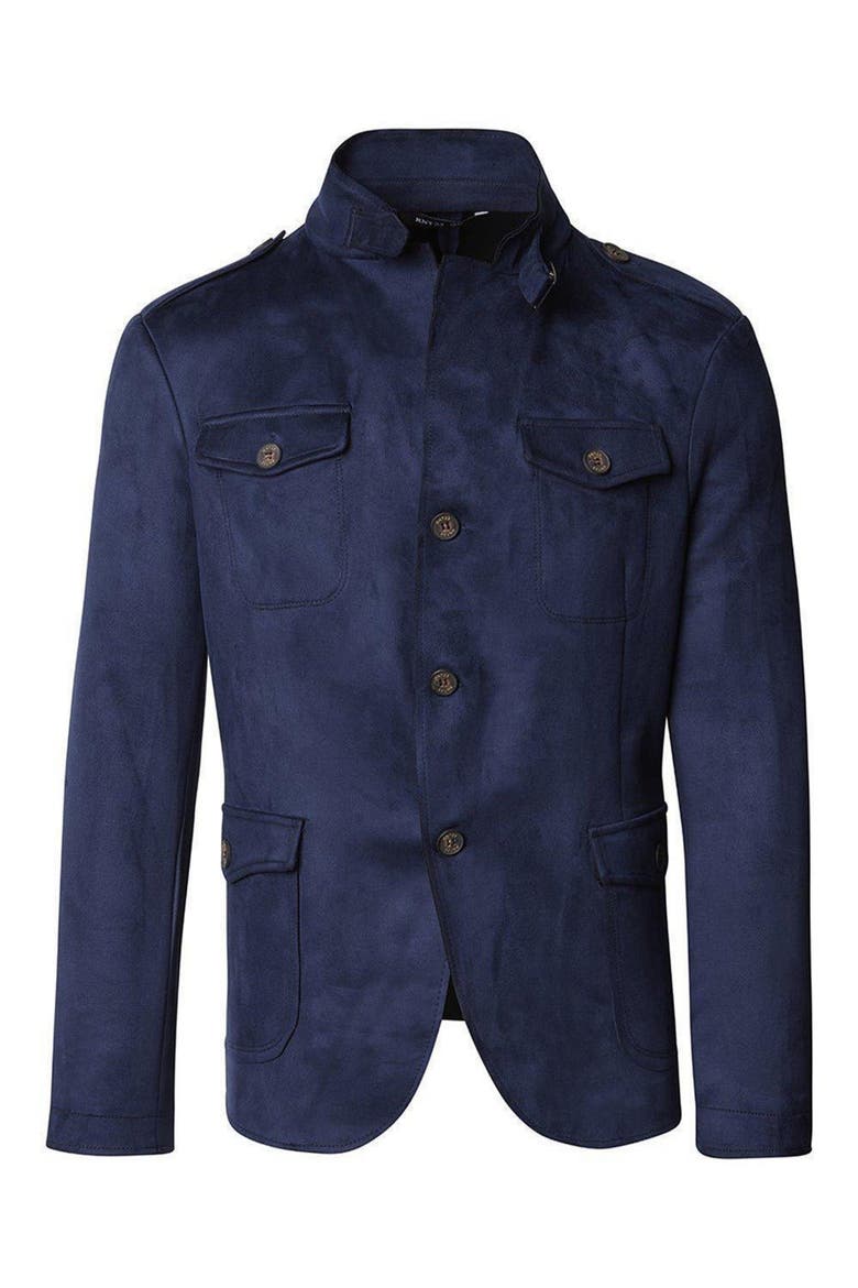 FAUX SUEDE SAFARI JACKET - CAM, Alternate, color, NAVY