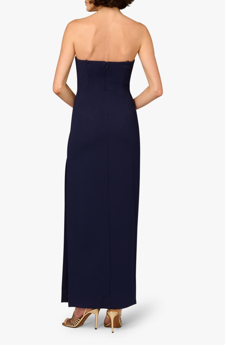 Aidan Mattox Bead Embellished Strapless Column Gown, Alternate, color, Navy