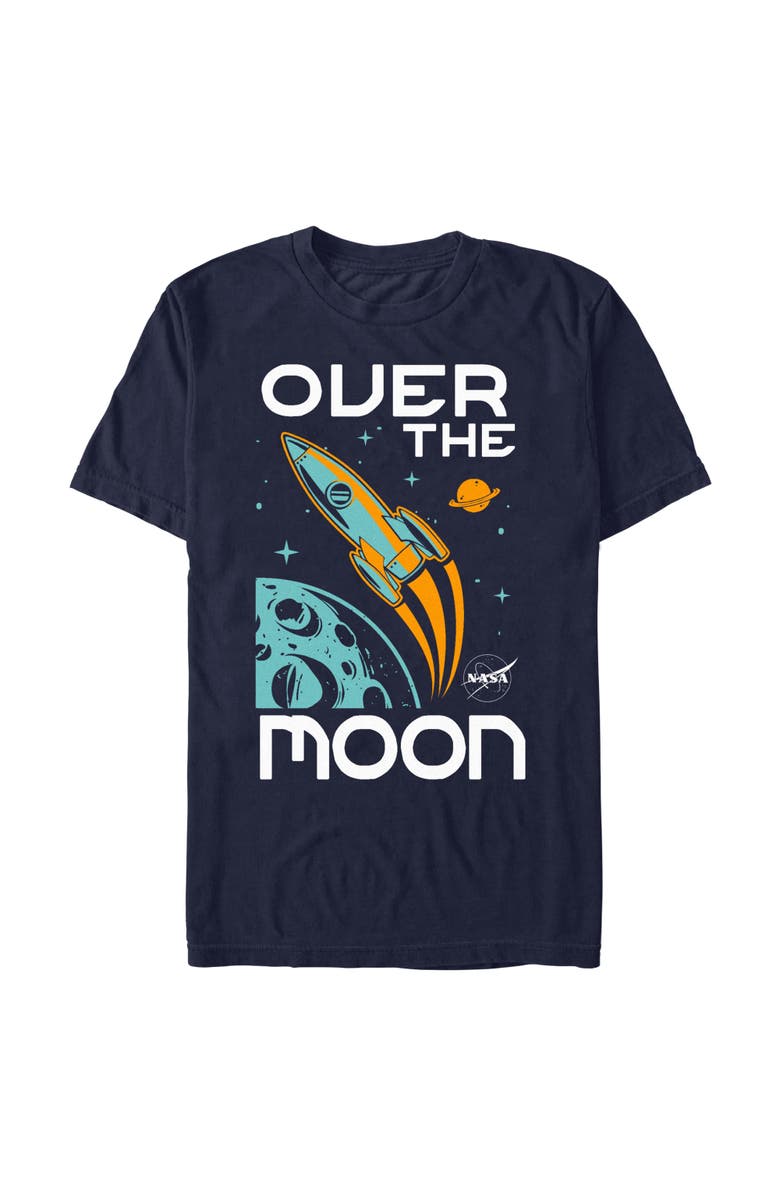 NASA Men's NASA Over the Moon Spaceship  Graphic T-Shirt, Main, color, Navy Blue