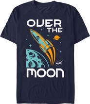 NASA Men's NASA Over the Moon Spaceship  Graphic T-Shirt
