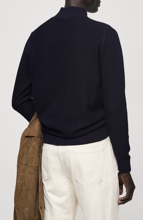 Mango Mock Neck Sweater In Blue
