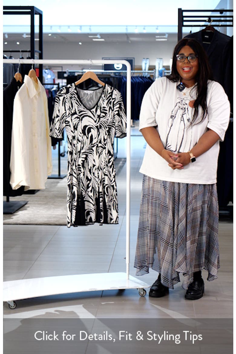 Short Sleeve Jacquard Fit & Flare Sweater Dress video