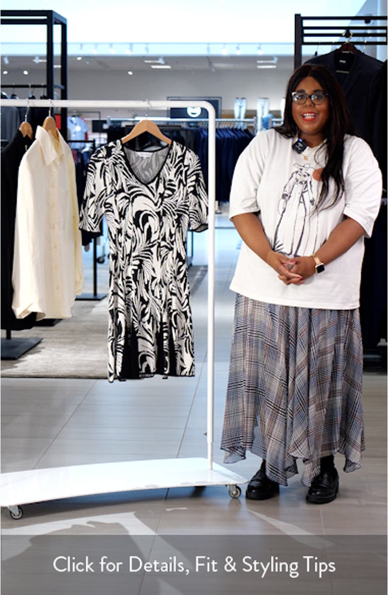 Short Sleeve Jacquard Fit & Flare Sweater Dress, sales video thumbnail