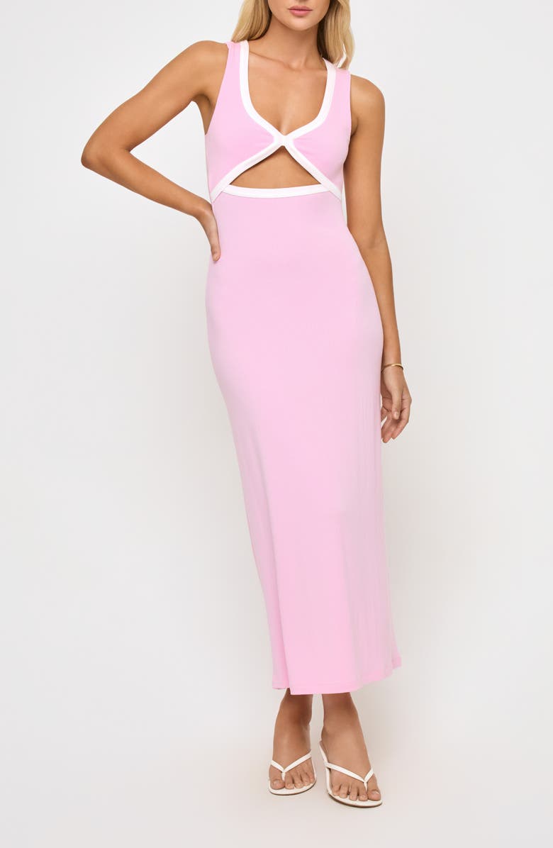LSPACE Steph Cutout Cover-Up Midi Dress, Main, color, Rosewater
