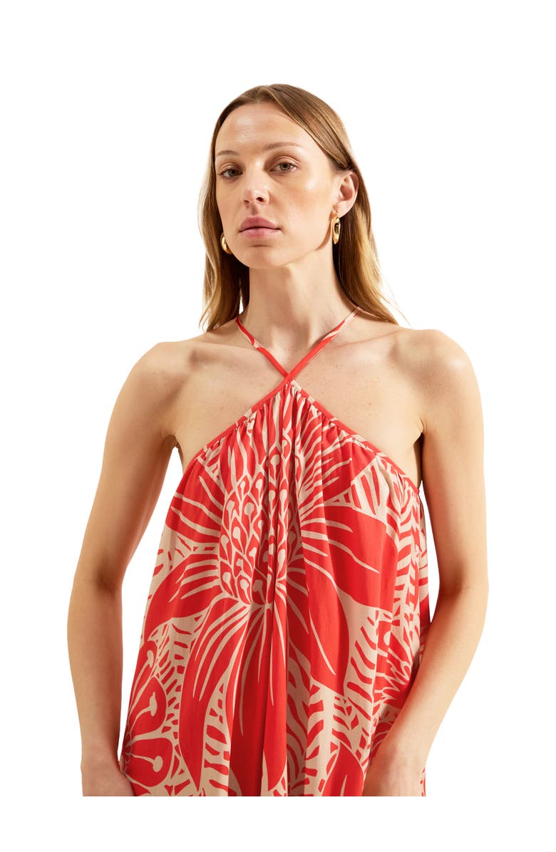 Ro&Zo Floral Halter Neck Dress, Alternate, color, Red