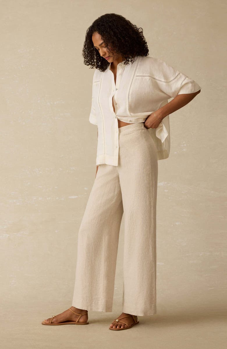 Faherty Luna Lattice Inset Linen Shirt, Alternate, color,