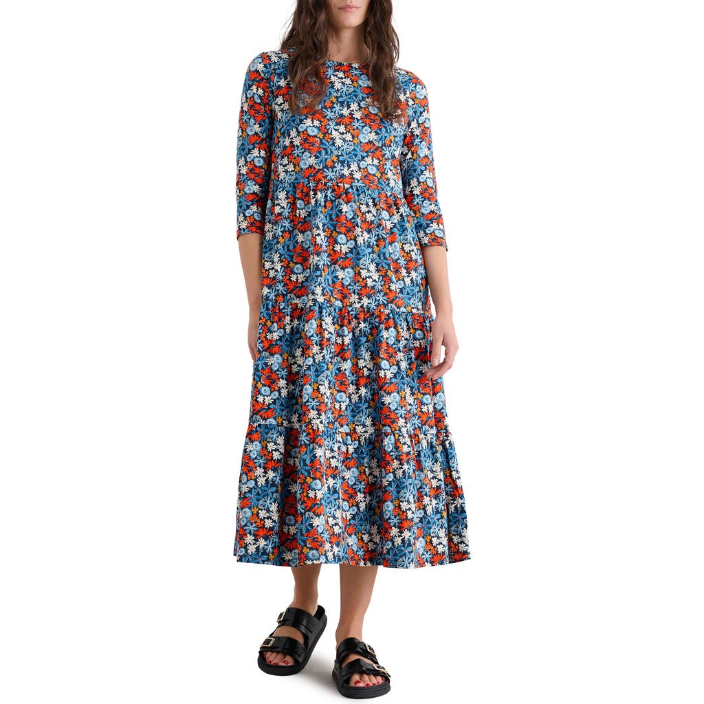 Seasalt Cornwall Tiered Organic Cotton Midi Dress In Multi