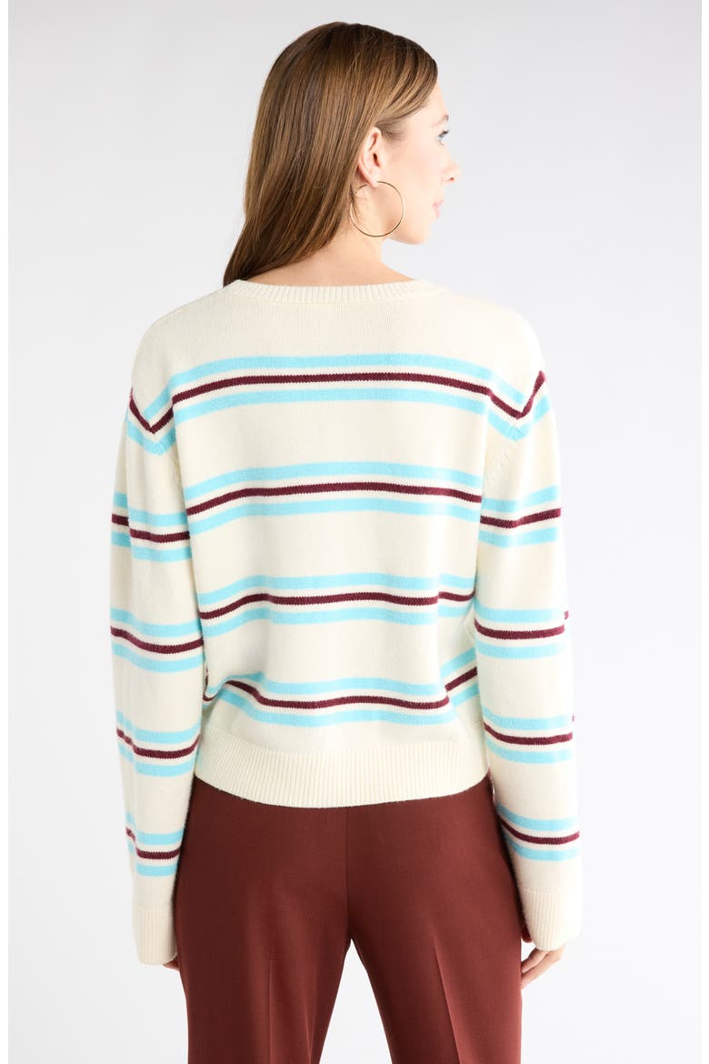 Stripe Crewneck Sweater, Alternate, color, IVORY- BLUE ISLA TRIPLE STRIPE