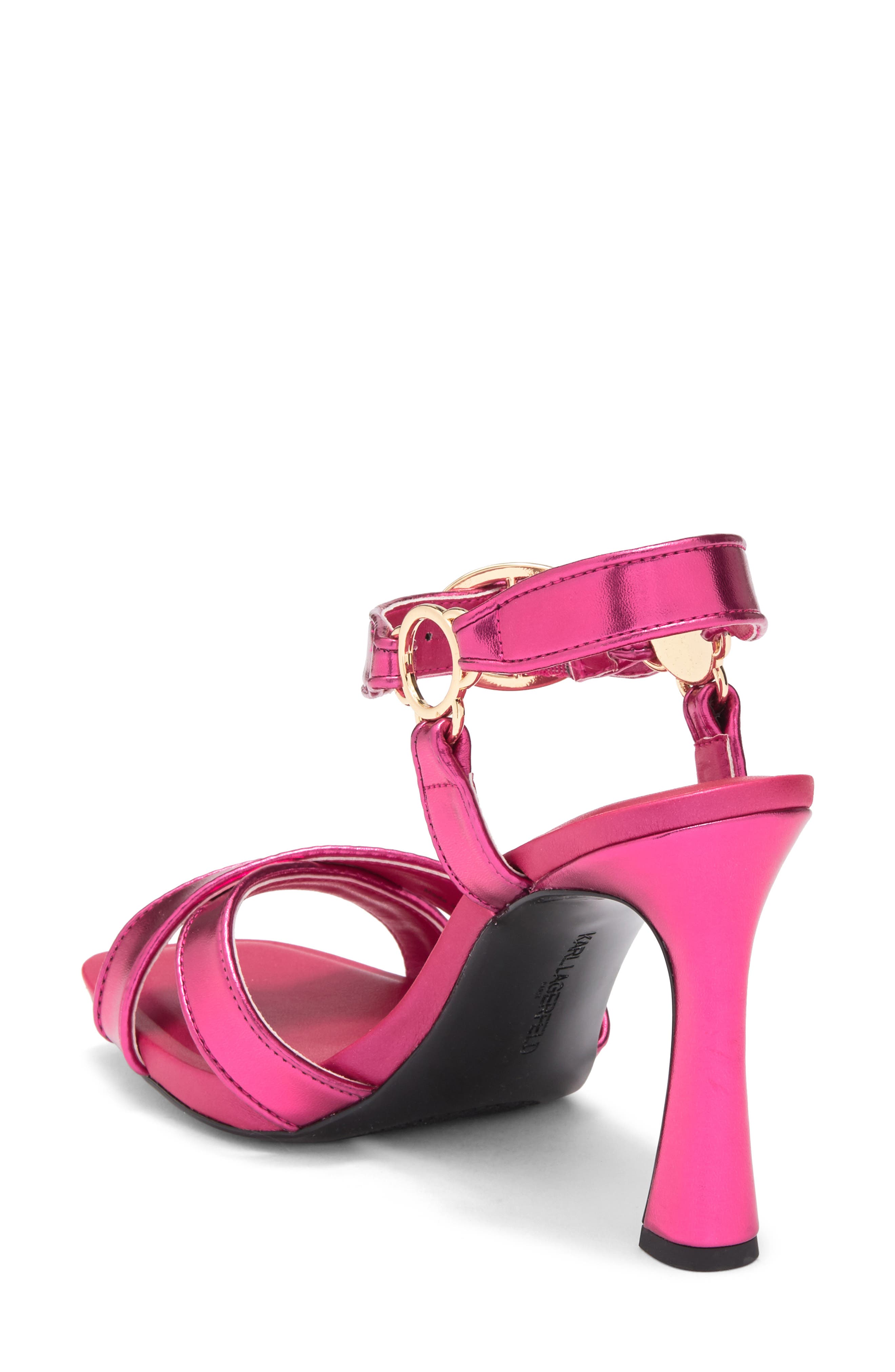 KARL LAGERFELD PARIS Daelin Ankle Strap Sandal, Alternate, color, Hot Pink