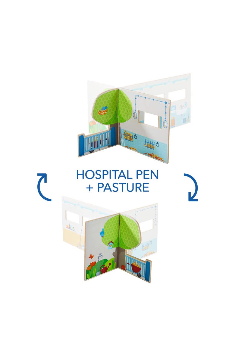 HABA Little Friends Veterinary Clinic Play Set - 4 Detailed Rooms with 1 Vet Figure, Kitten, Kennels and Accessories, Alternate, color,