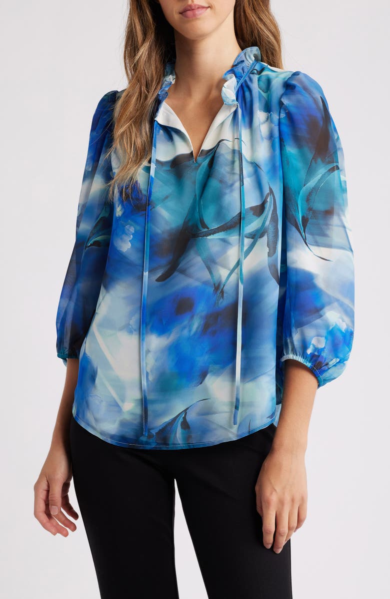 Anne Klein Tulla Abstract Floral Print Popover Top, Main, color,