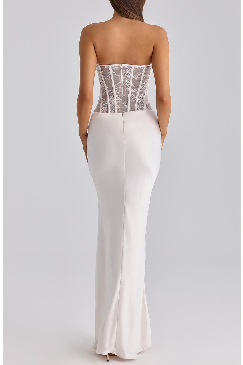 Ayana Strapless Lace & Satin Mermaid Gown, Alternate, color, WHITE