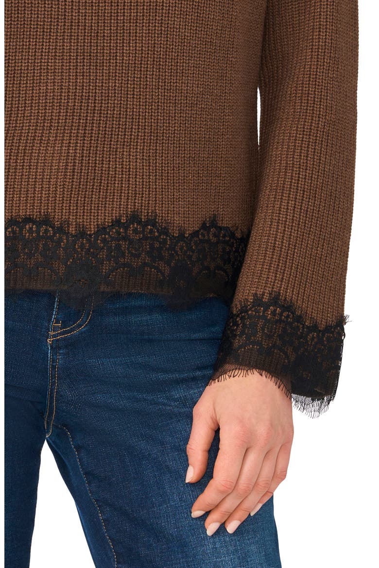 Lace Trim Sweater, Alternate, color, CHOCOLATE MALT