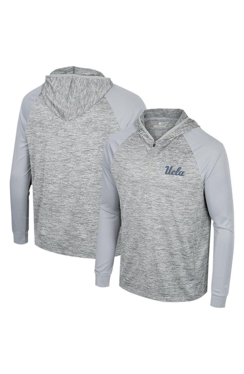 COLOSSEUM Men's Colosseum Gray UCLA Bruins Cybernetic Raglan Quarter-Zip Hooded Top, Main, color, Gray