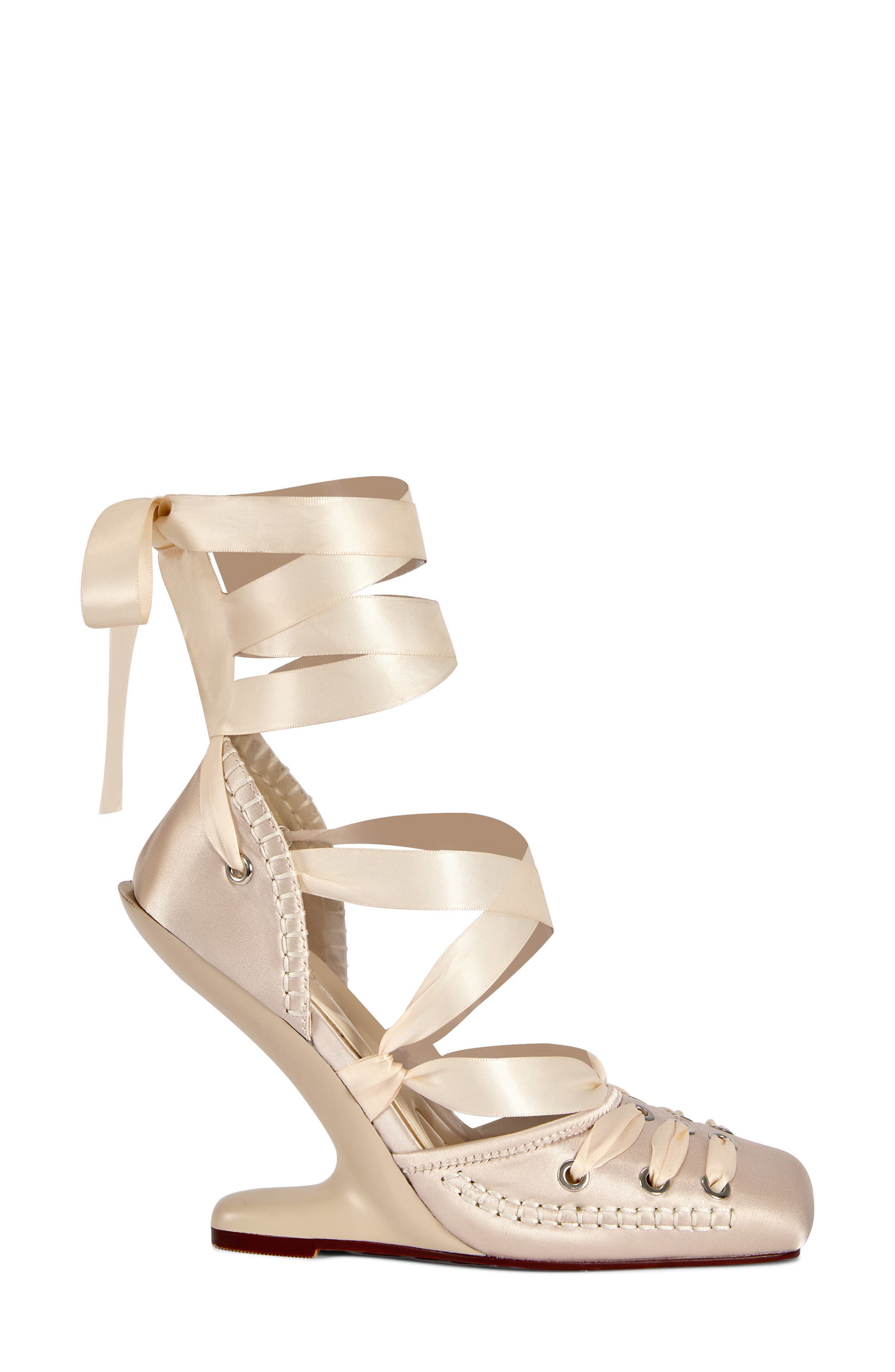 Pirouette Lace Up Wedge Sandal, Alternate, color, IVORY