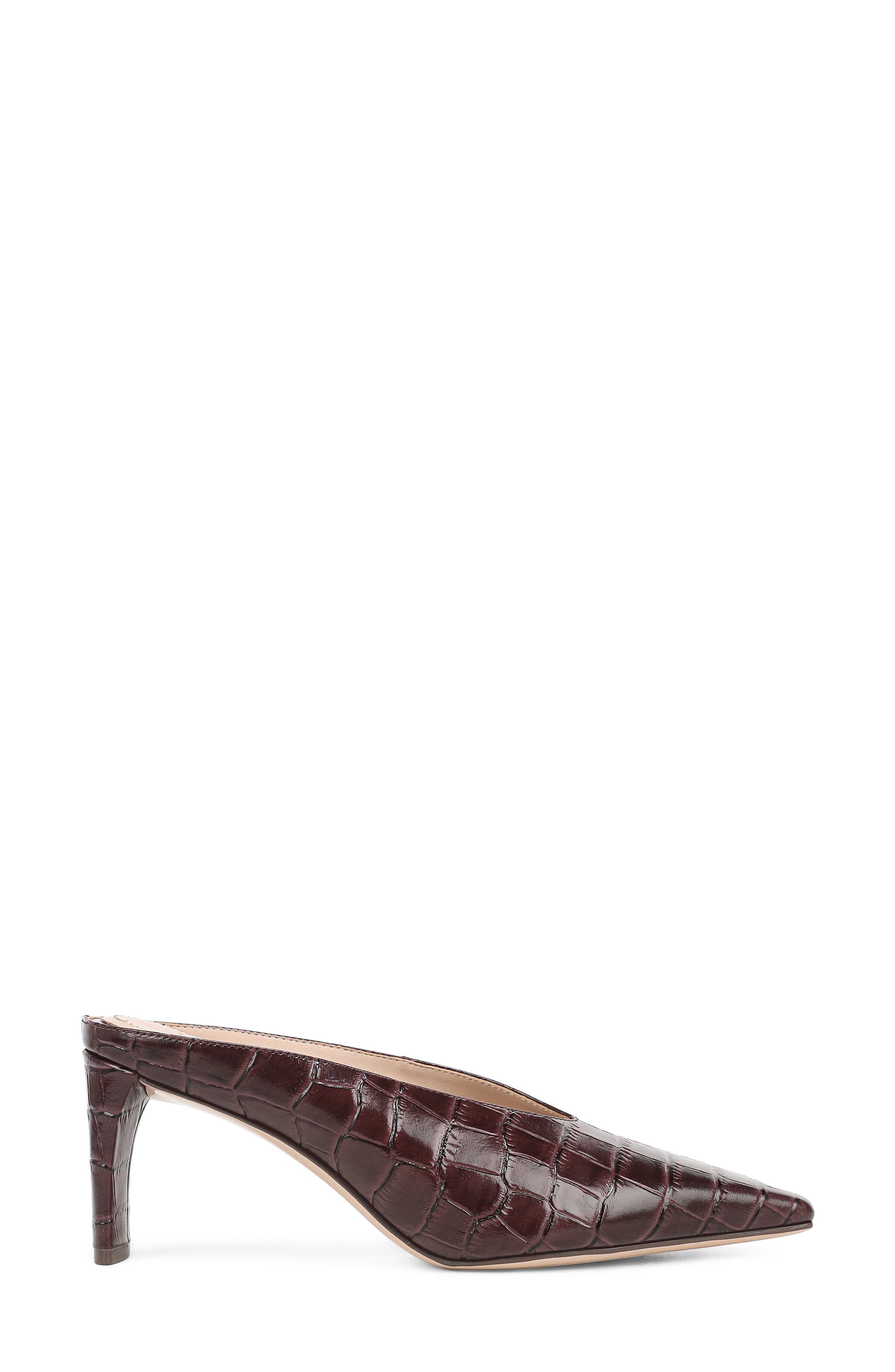 Emerson Croc Embossed Leather Pointed Toe Mule, Alternate, color, SMOKEY SANGRIA