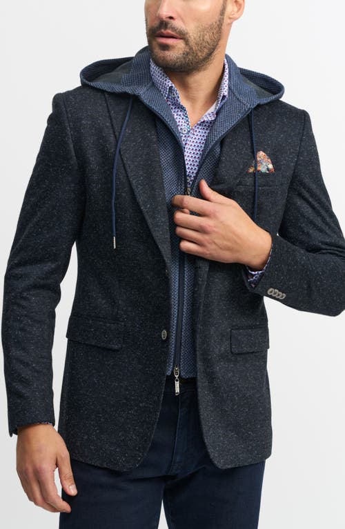 Robert Graham The Jetset Vi Woven Sport Coat With Removable Hooded Bib In Navy
