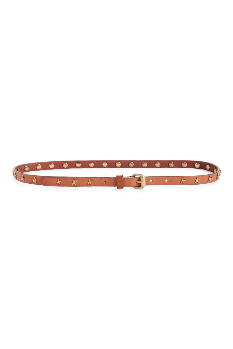 Molly Star Stud Leather Belt, Main, color, CUOIO
