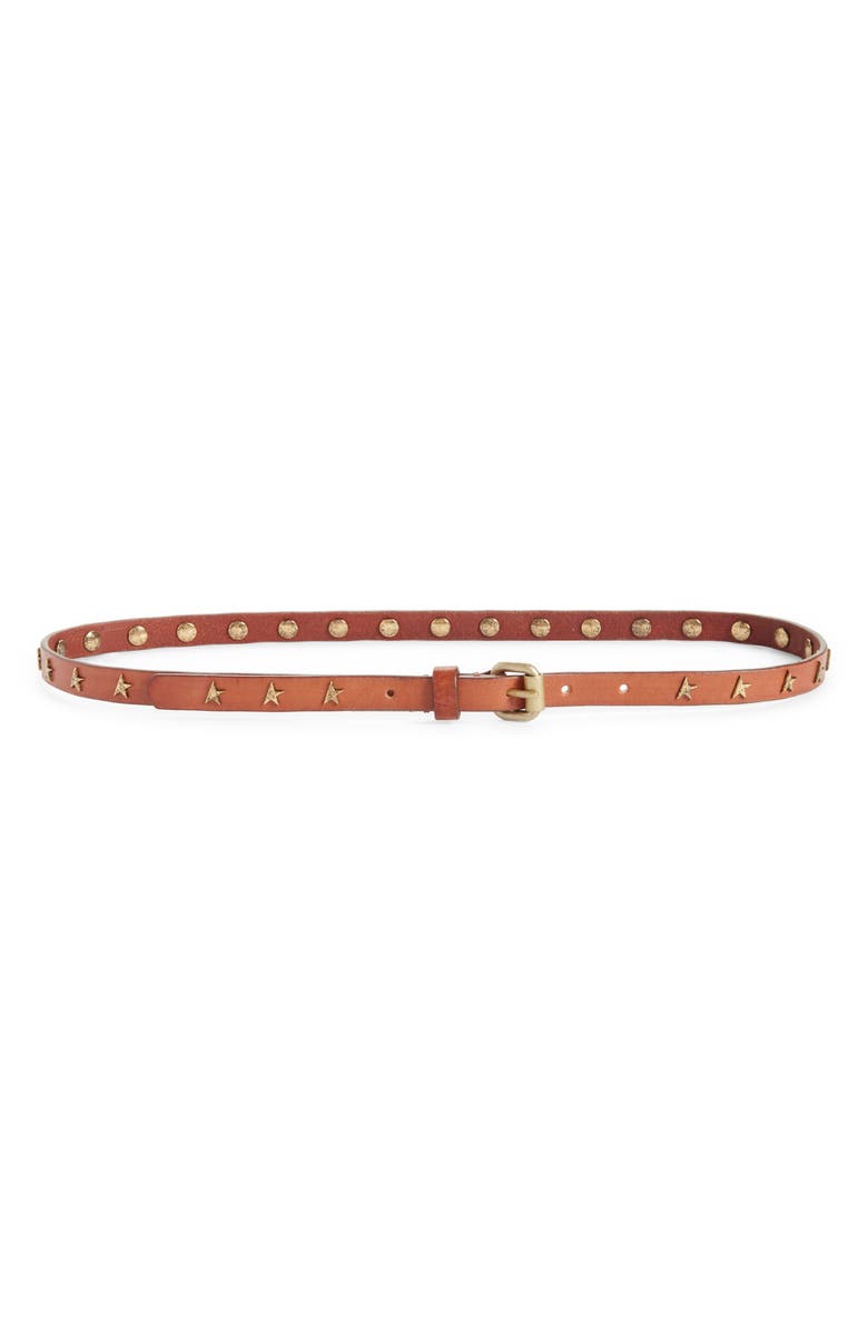 Golden Goose Molly Star Stud Leather Belt, Main, color, Cuoio