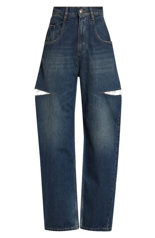 Maison Margiela High-waisted Wide-leg Jeans With Horizontal Cut-out Details In Blue