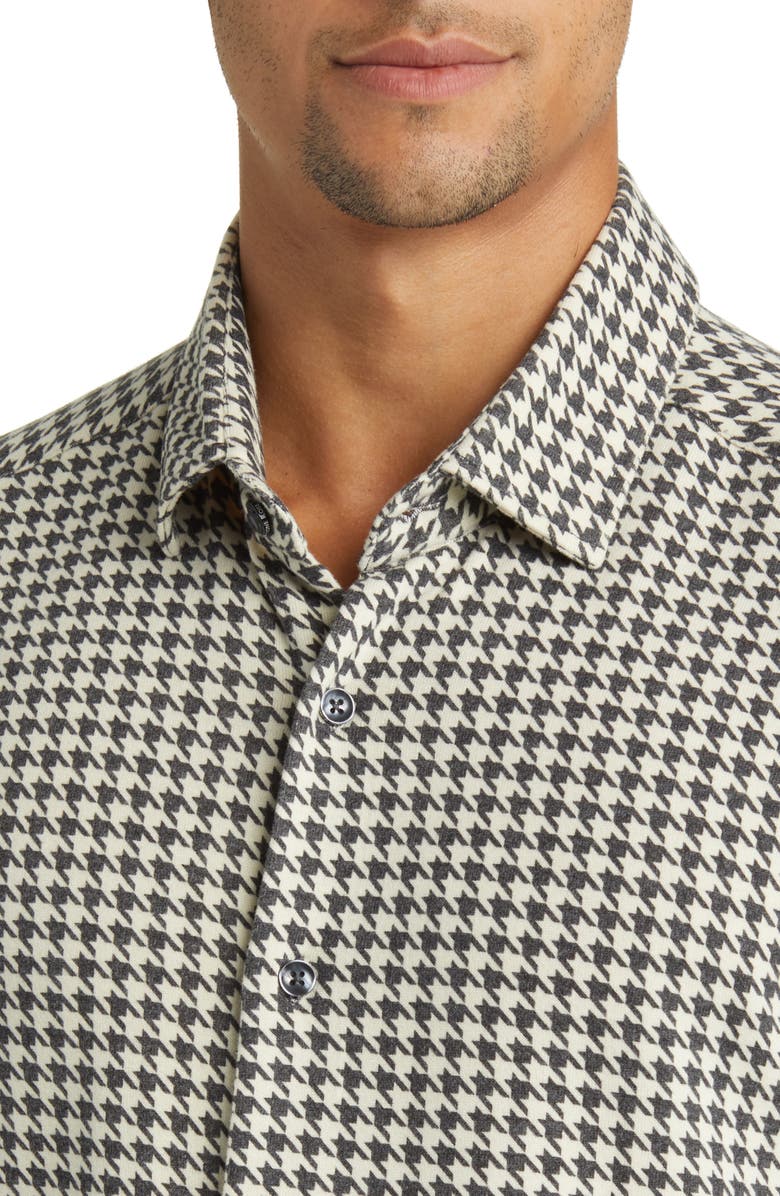 Stone Rose Houndstooth Tech Fleece Button-Up Shirt, Alternate, color, 