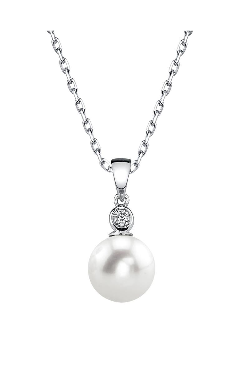 Freshwater Pearl & Diamond Michelle Pendant, Main, color, White Gold