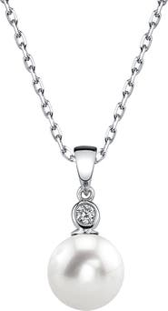 The Pearl Source Freshwater Pearl & Diamond Michelle Pendant
