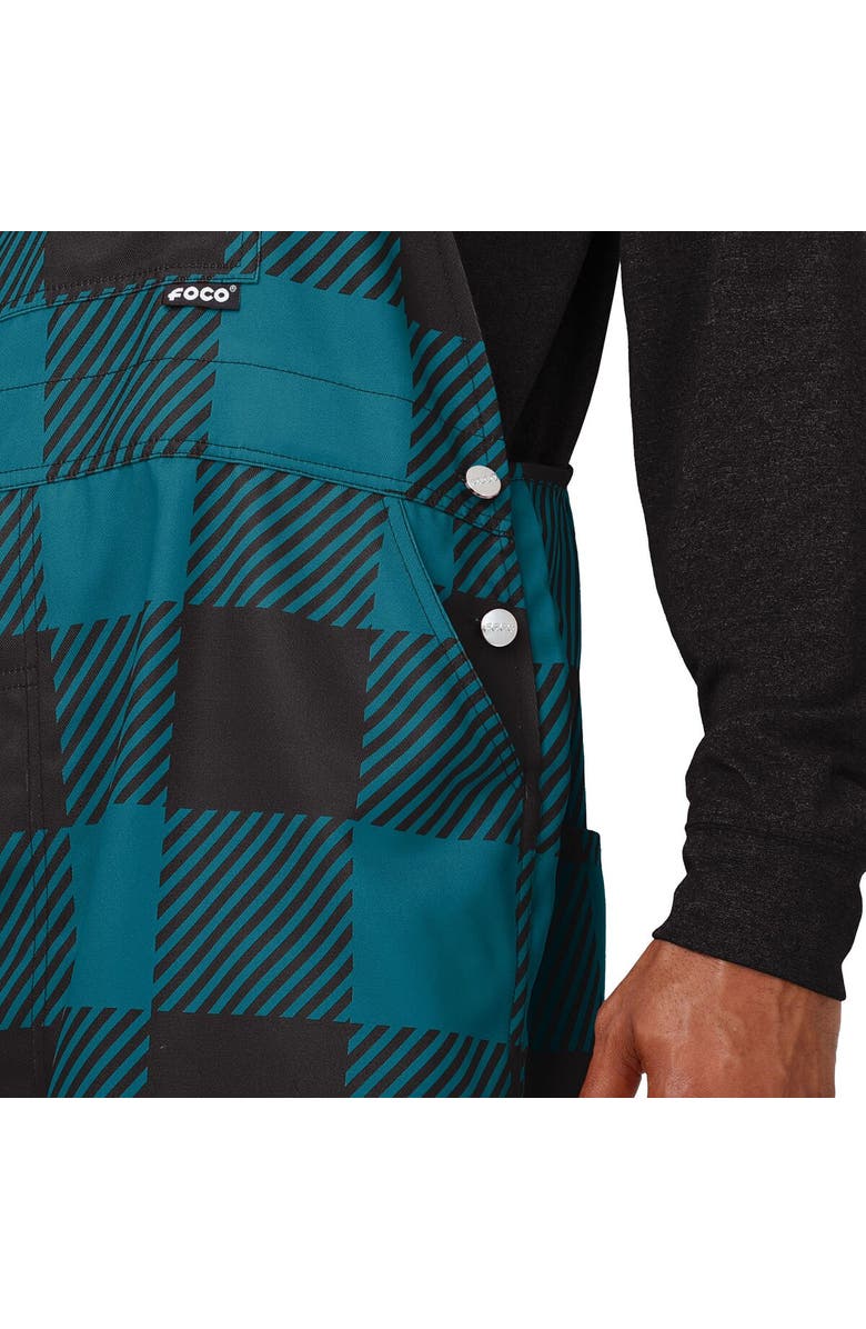 FOCO Men's FOCO  Teal Jacksonville Jaguars Big Logo Plaid Overalls, Alternate, color, 